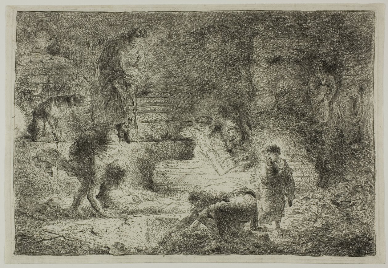 Tobit Ölüleri Gömüyor by Giovanni Benedetto Castiglione