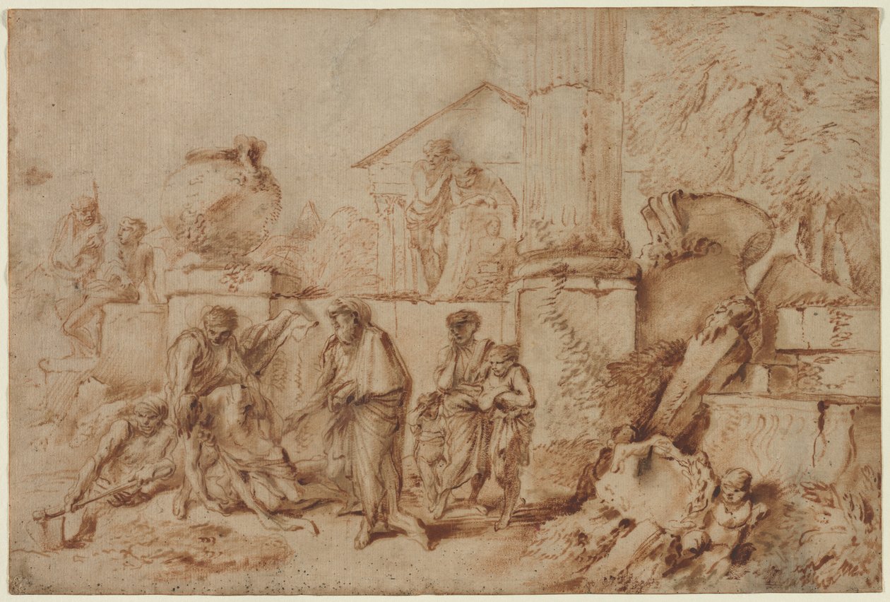 Tobit Ölüleri Gömüyor by Giovanni Benedetto Castiglione