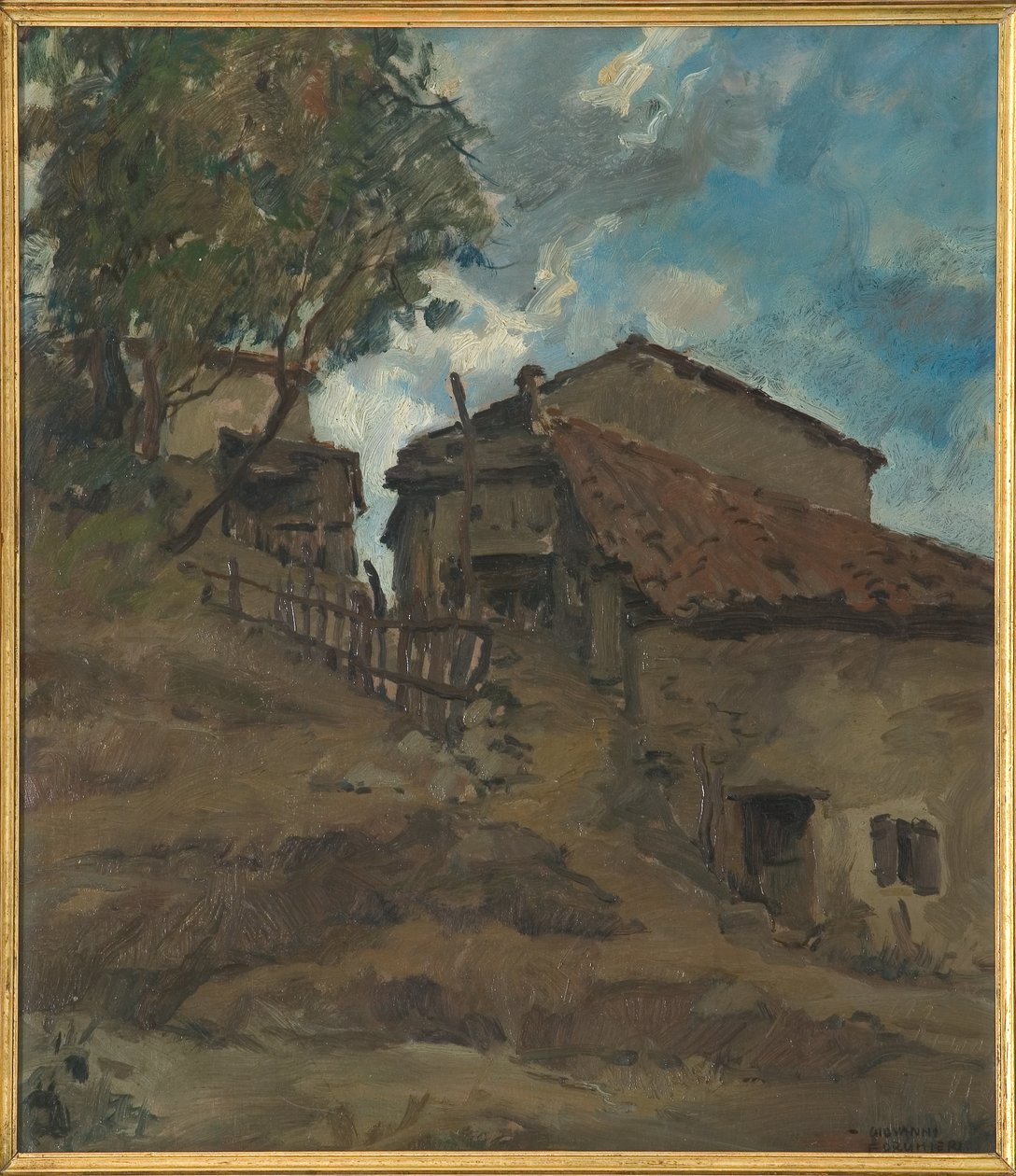 Dağ Geleneksel Çiftliği (kontrplak üzerine yağ) by Giovanni Forghieri