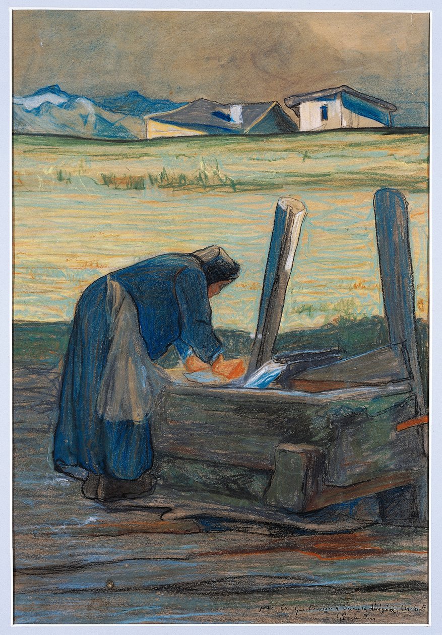 Çeşmede yıkayıcı by Giovanni Segantini