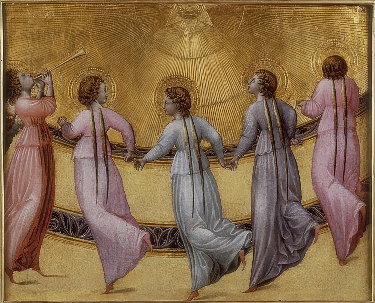 Beş dans eden melek. 1436 civarında by Giovanni di Paolo