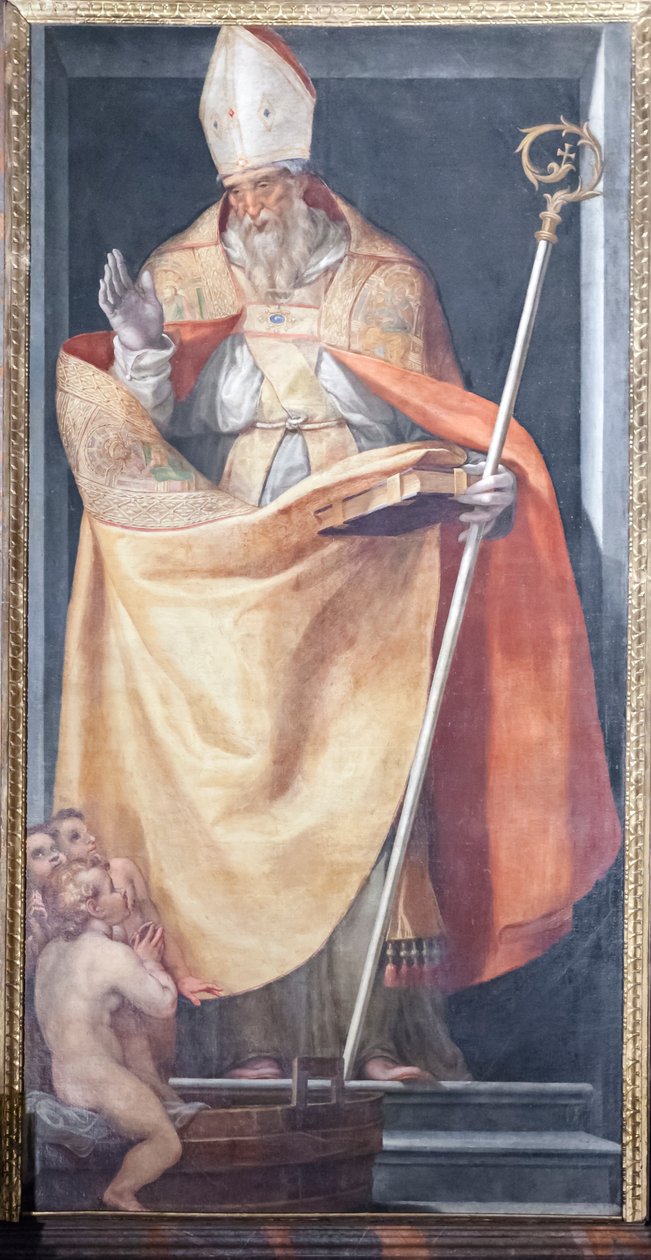 Aziz Nicholas ve üç çocuk by Girolamo Muziano