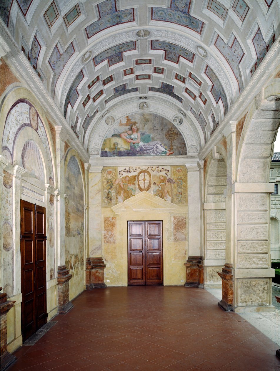 Loggia delle Muse, kesonlu tavanı ve Parnassus