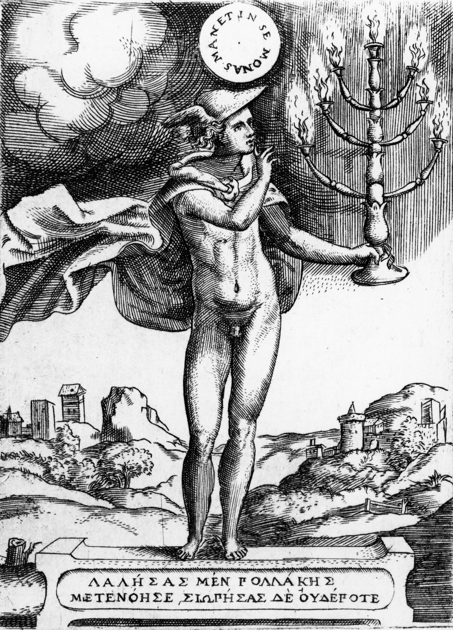 Hermes, 1555 (gravür) by Giulio Bonasone