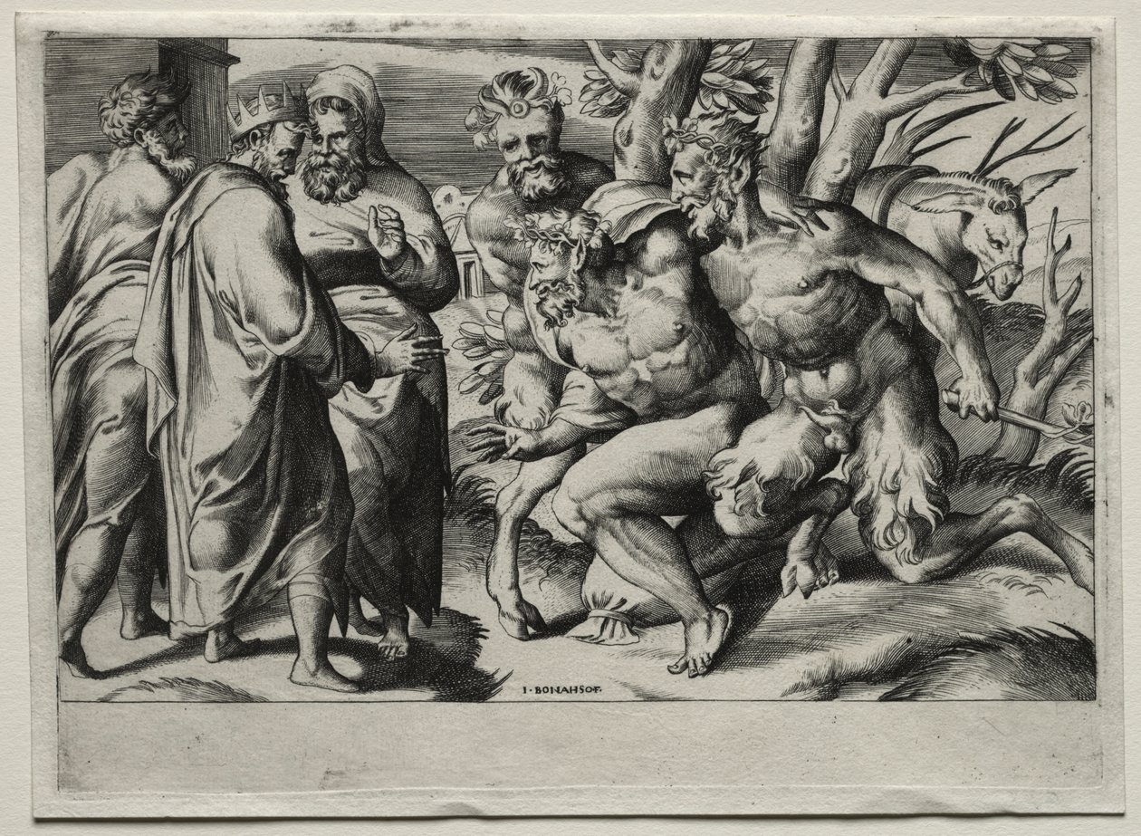 Silenus ve Kral Midas by Giulio Bonasone