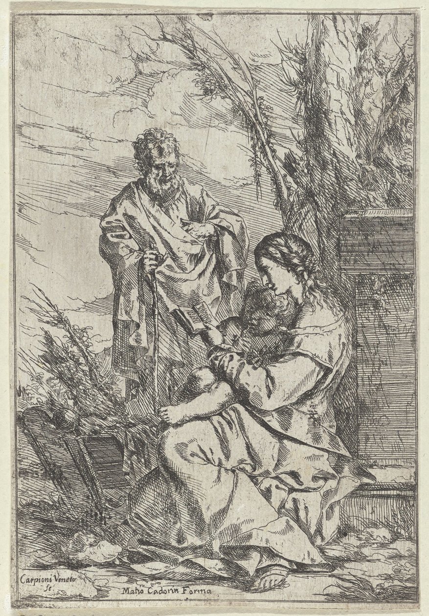 Mary ile Kutsal Aile okuma by Giulio Carpioni (I)