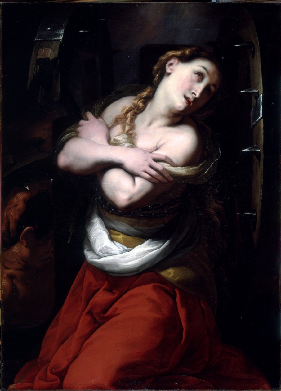 Aziz Catherine (keten üzerine yağ) by Giulio Cesare Procaccini