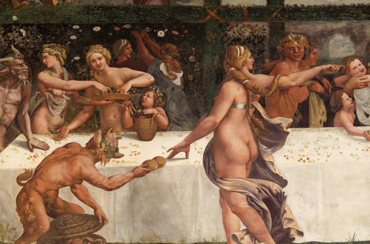 Aşk Tanrısı ve Ruhun Düğün Ziyafeti, detay by Giulio Romano