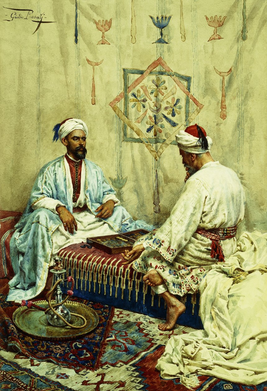 Bir İç Mekanda Tavla Oynayan Araplar, by Giulio Rosati