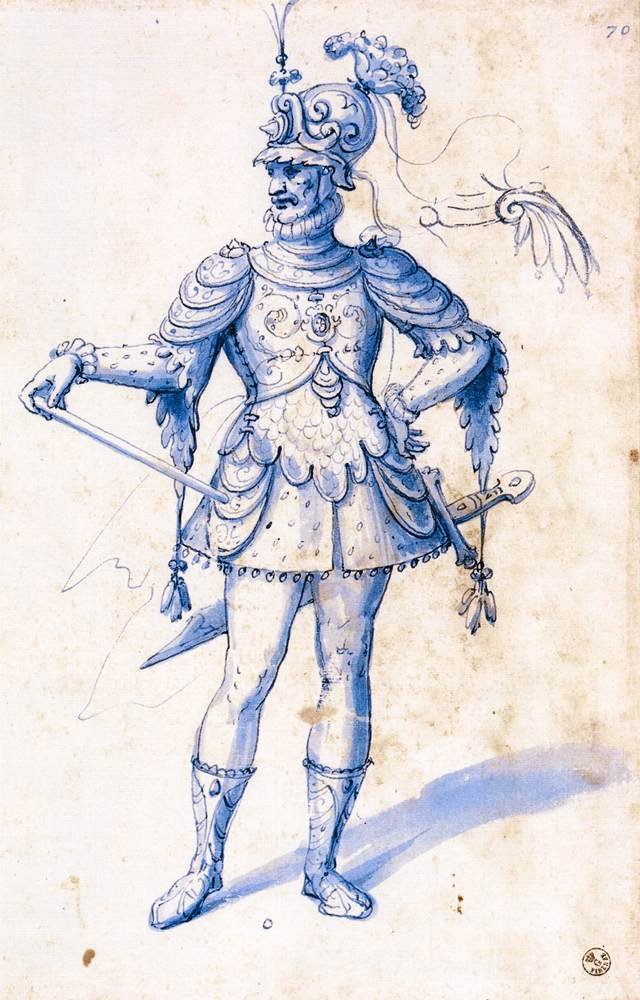 Bir şövalye için kostüm çizimi by Giuseppe Arcimboldo