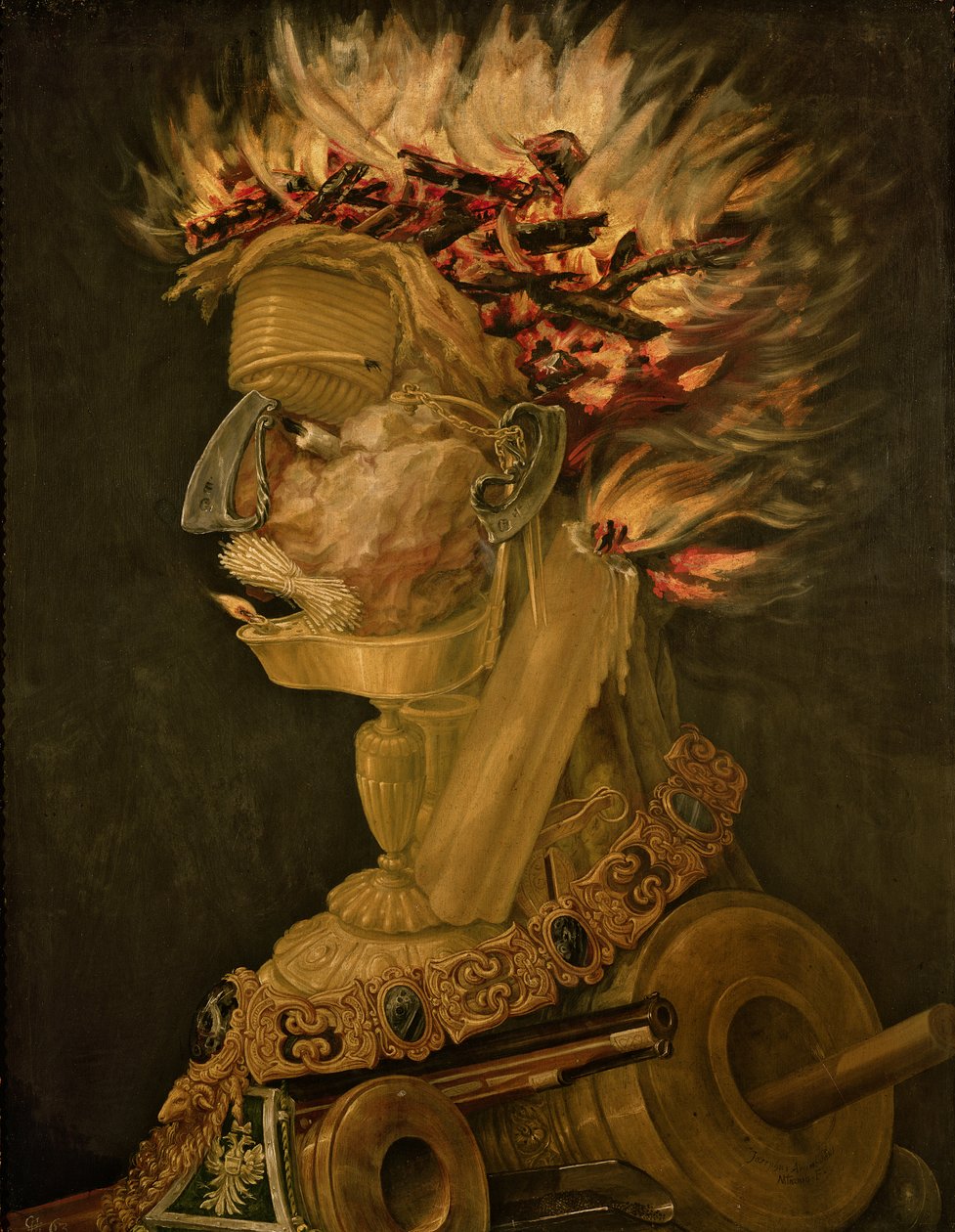 Ateş, 1566 (tahta üzerine yağlı boya) by Giuseppe Arcimboldo