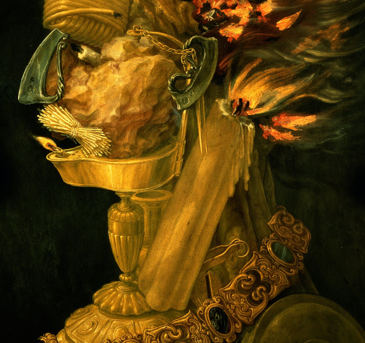 Yangın, 1566 66136 ahşap detayı üzerine yağ by Giuseppe Arcimboldo