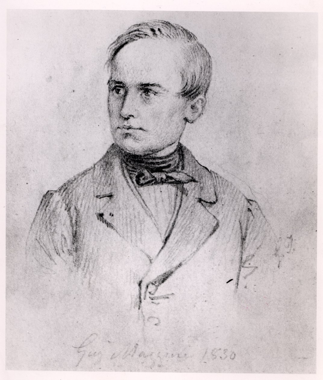 Giuseppe Mazzini (1805-72) 1830 (kömür) by Giuseppe Isola