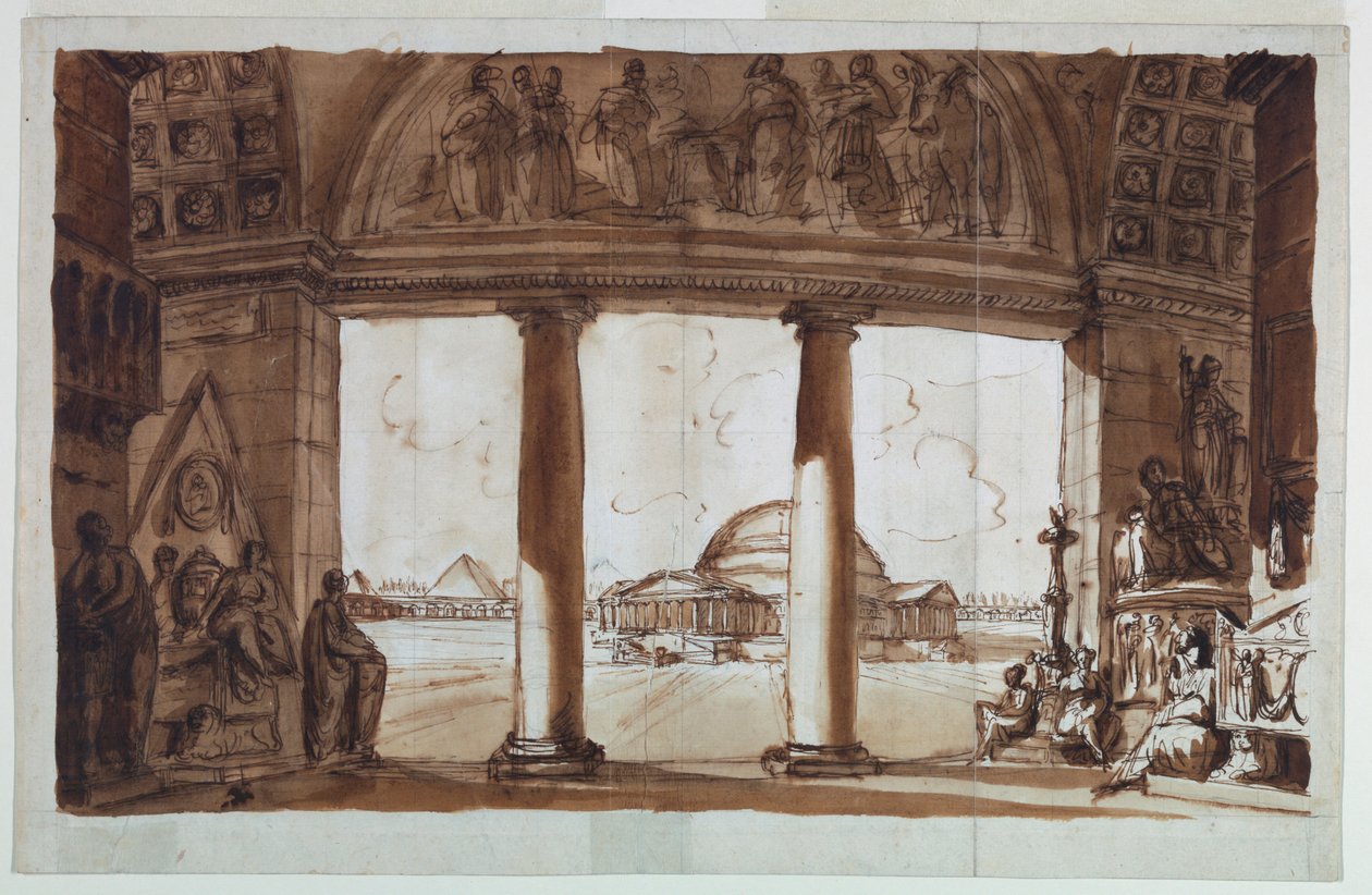 Bir Colonnade aracılığıyla görülen Sepulchral Şapeli by Giuseppe Barberi