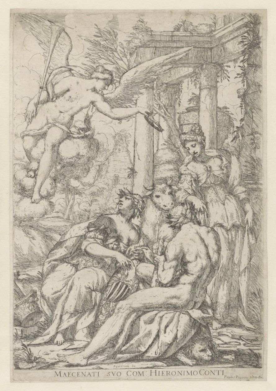 Şöhret, Herkül ve Avrupa ile Alegori by Giuseppe Diamantini