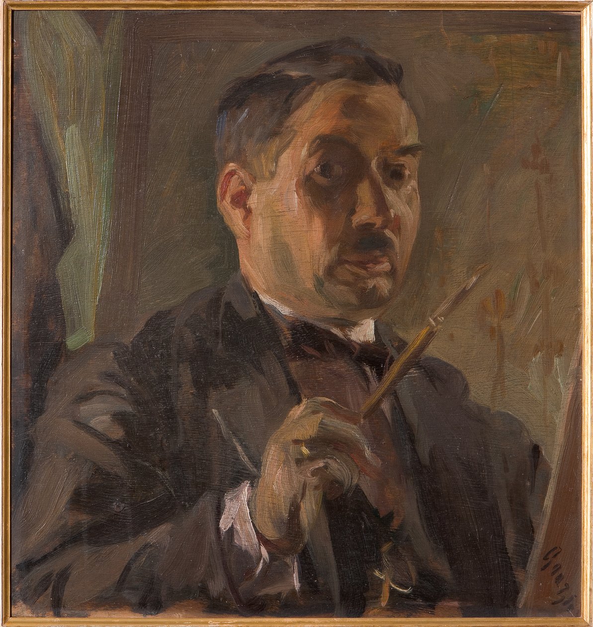 Otoportre (kontrplak üzerine yağlı boya) by Giuseppe Graziosi