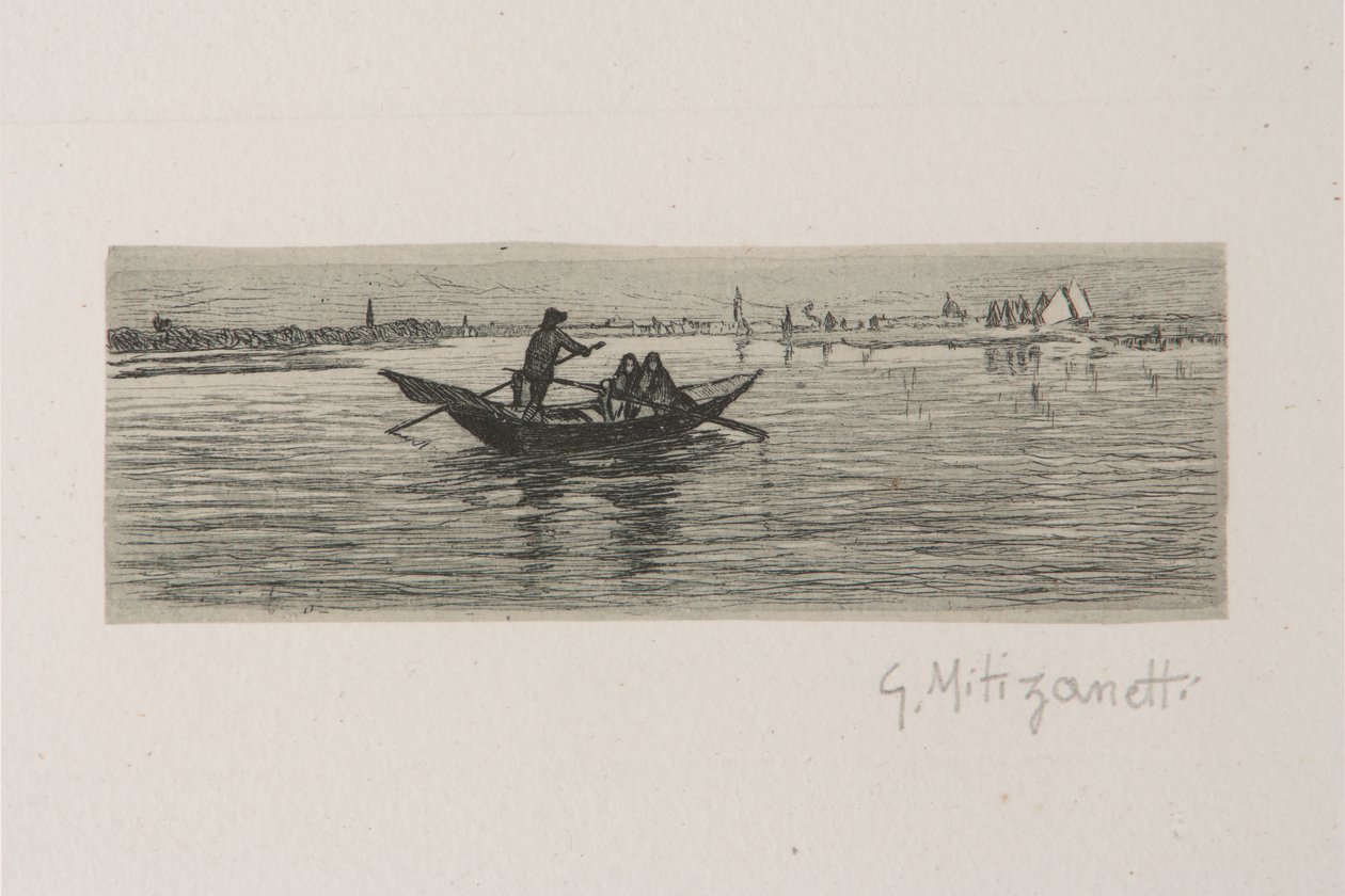 Kayıkçı (beyaz kağıt üzerine gravür) by Giuseppe Miti Zanetti