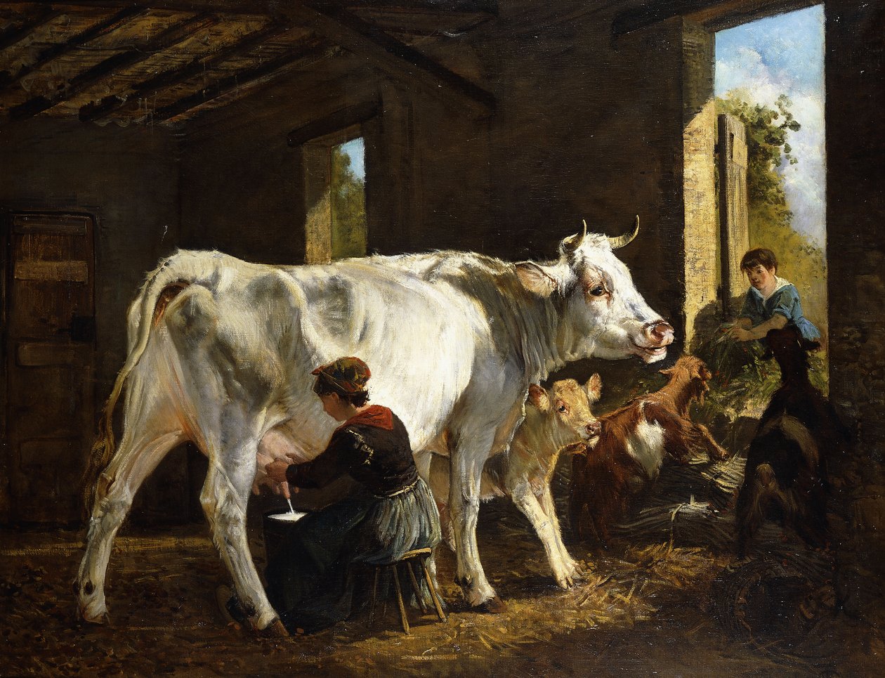 süt sağmak by Giuseppe Palizzi