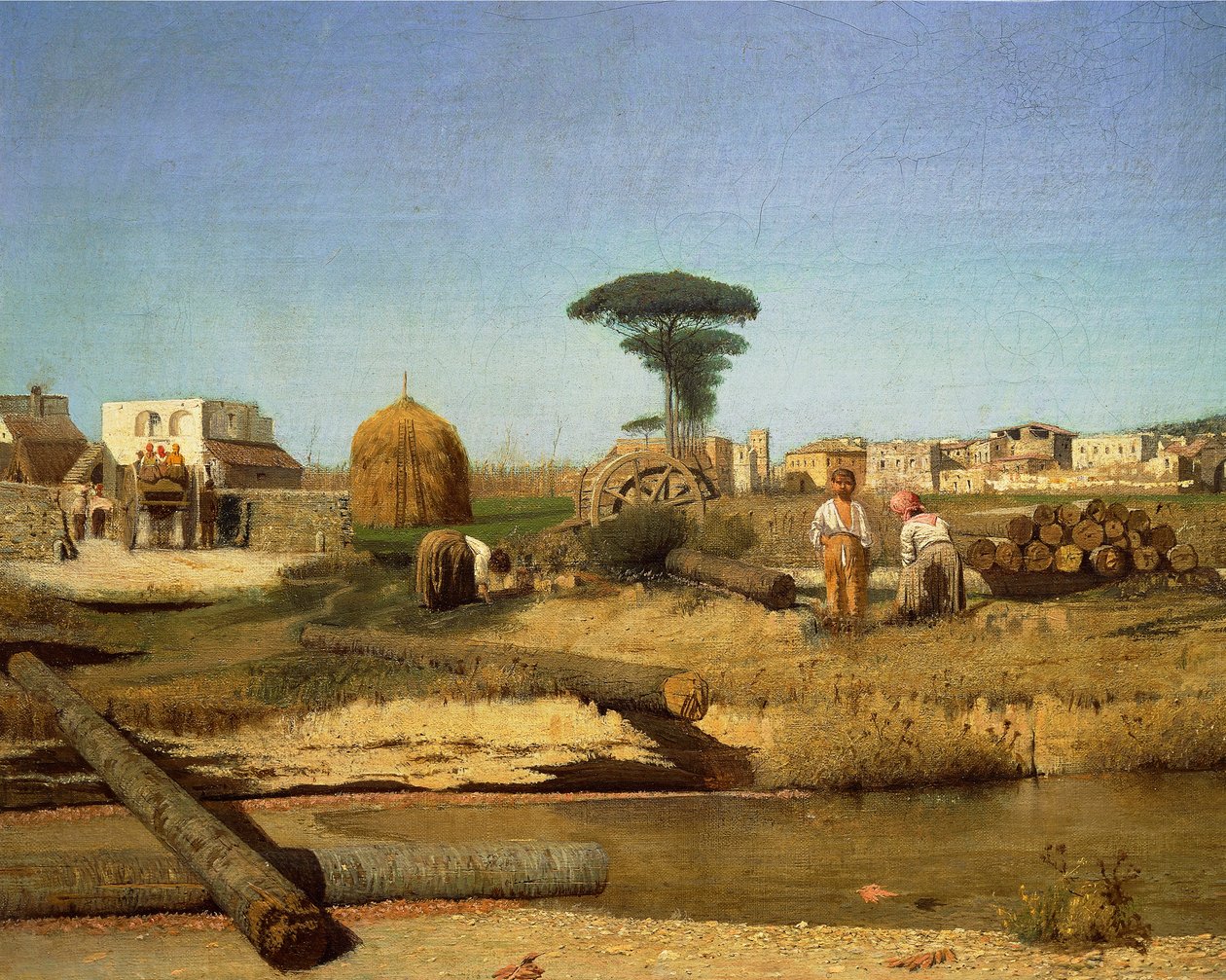 Napoli yakınlarındaki çiftlik evi by Giuseppe or Joseph de Nittis