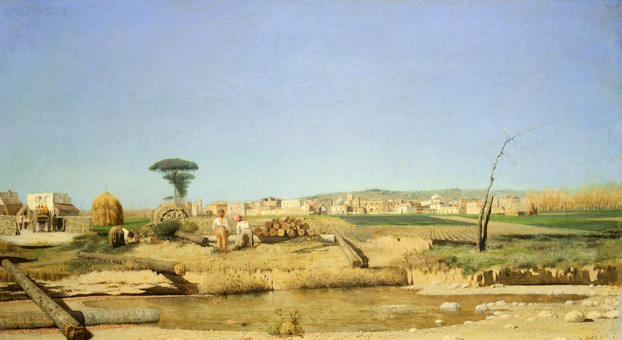Napoli yakınlarındaki çiftlik evi by Giuseppe or Joseph de Nittis