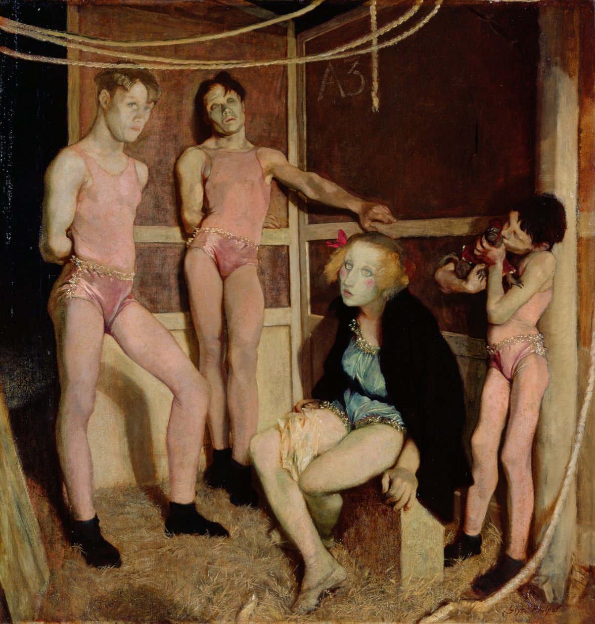Dinlenme Akrobatları (tuval üzerine yağlı boya) by Glyn Warren Philpot