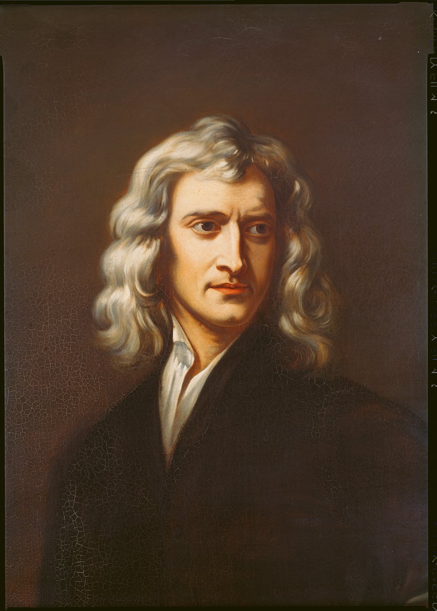Sir Isaac Newton 1642-1723 tuval üzerine yağlıboya 159042 detayı by Godfrey Kneller
