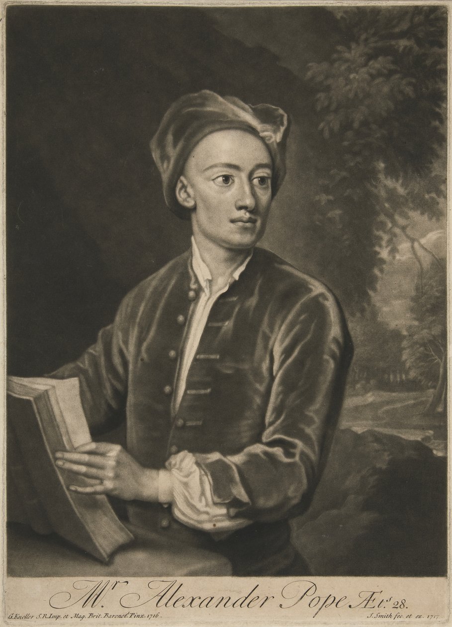 Alexander Pope, pub. 1716 by Godfrey Kneller