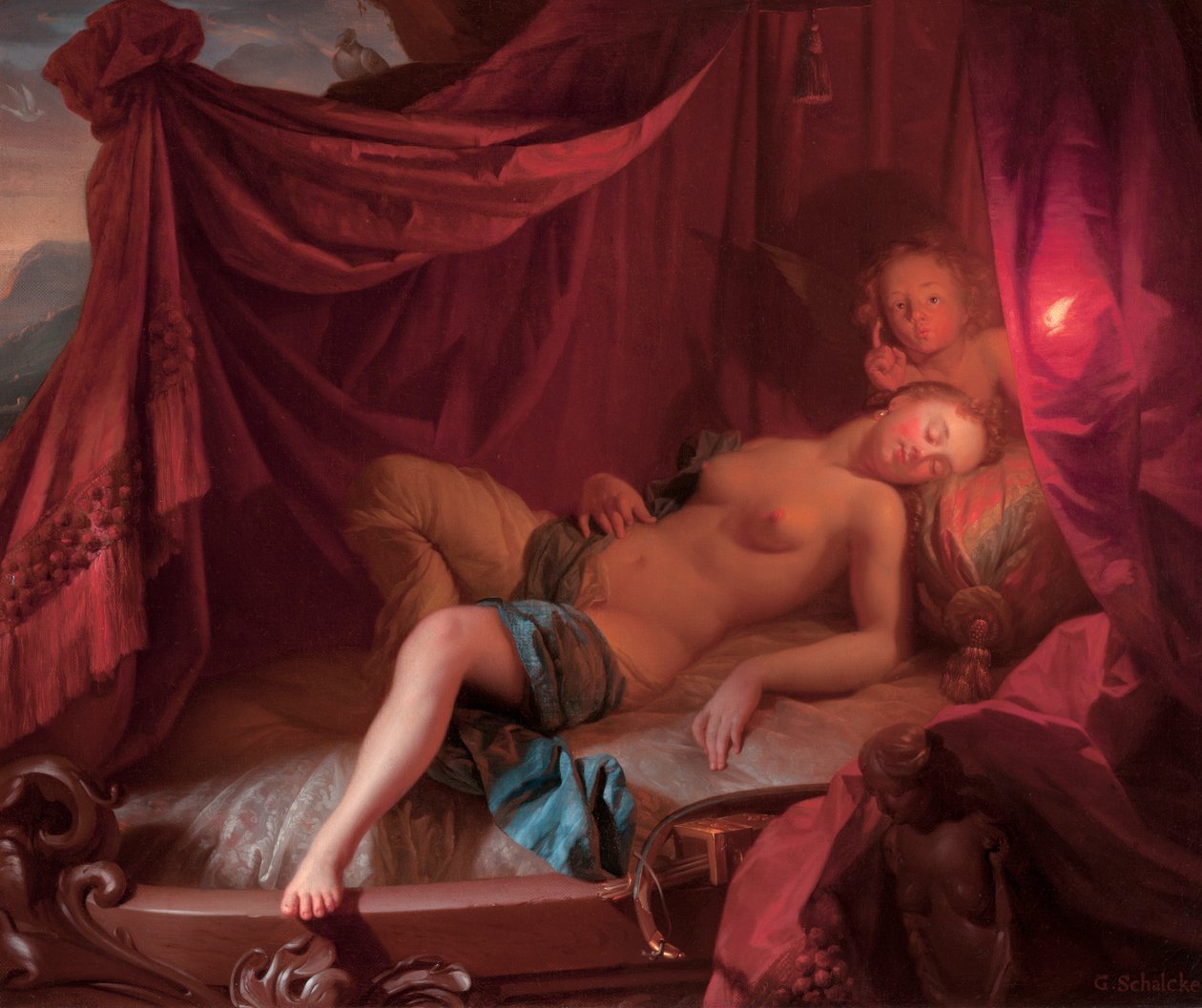 Uyuyan Venüs ve Aşk Tanrısı by Godfried Schalcken