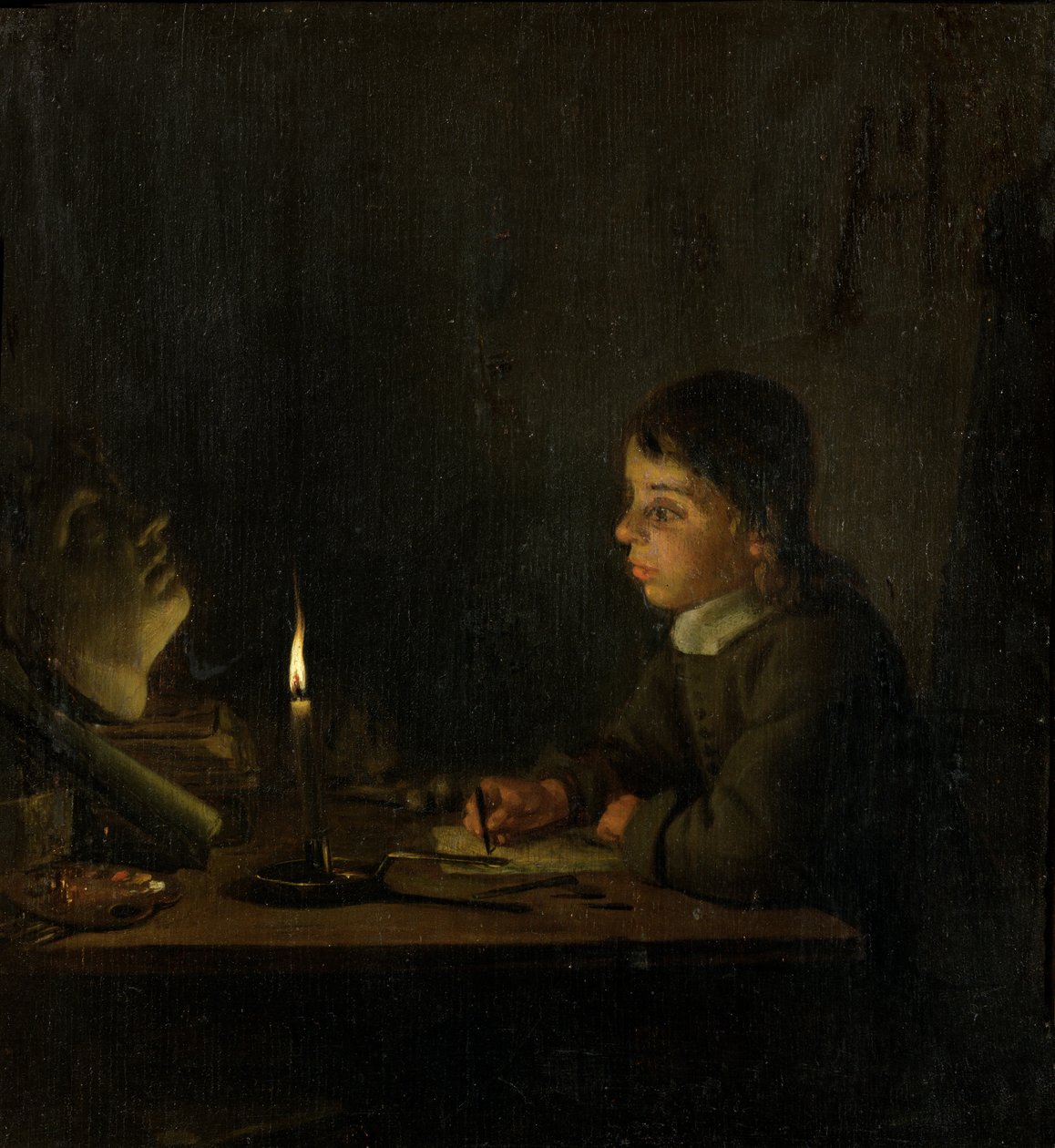 Mum ışığında çocuk çizimi by Godfried Schalcken