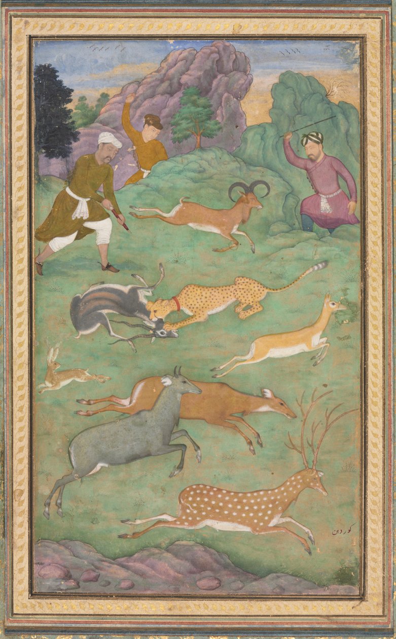 Antilop ve geyik avı, c. 1602-1604. by Govardhan