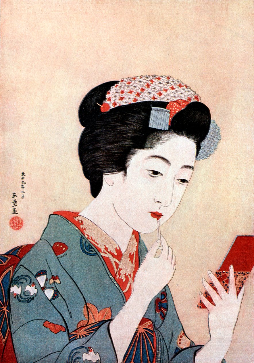 Beni Fırçalı Bir Kadın, c1900-1921. by Goyo Hashiguchi