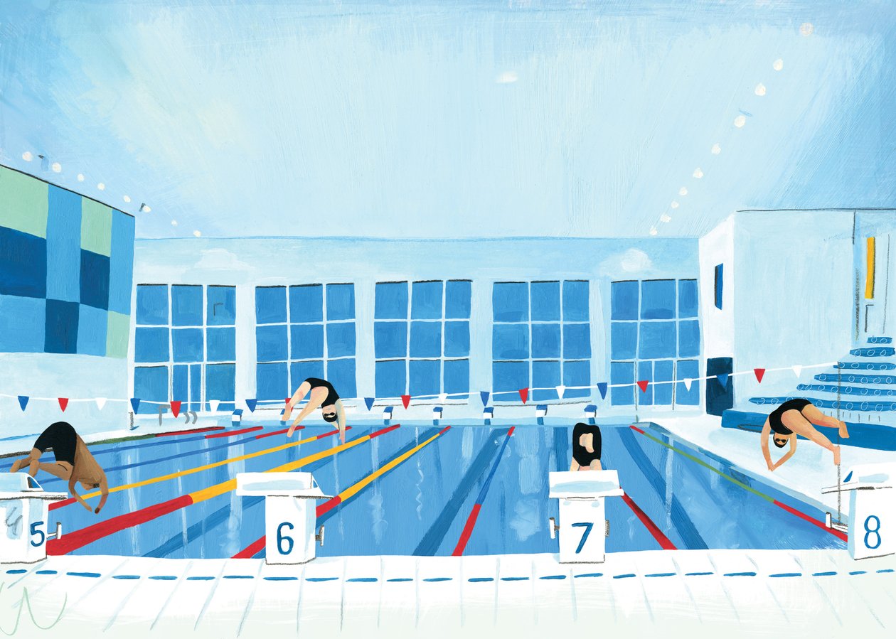 Lewisham Pool, 2015 (kağıt üzerine yağlı boya) by Grace Helmer