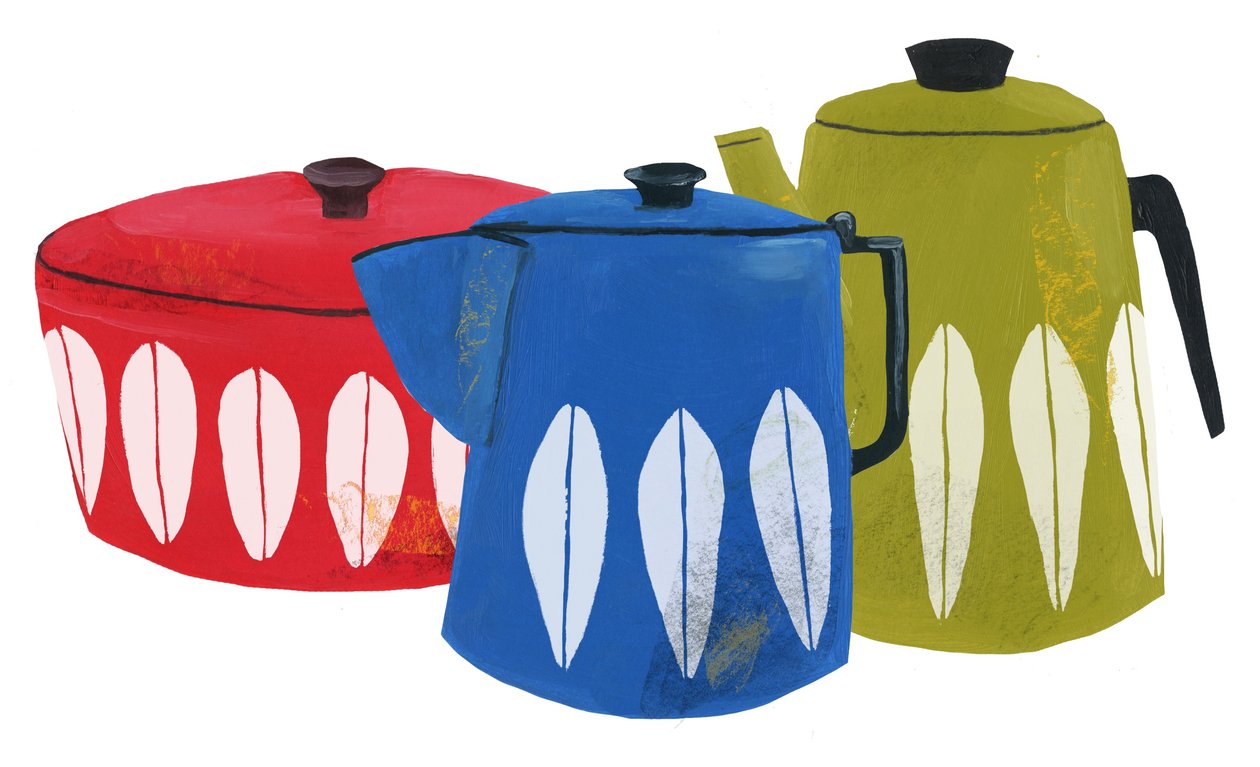 Tencere ve Kettle, 2014 (kağıt üzerine yağlı boya) by Grace Helmer
