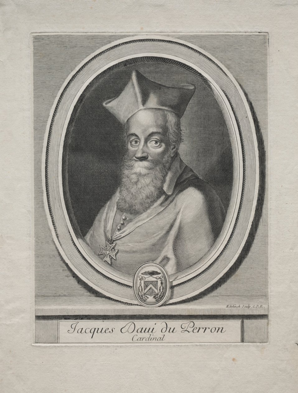 Kardinal Jaques Davey Duperron. by Gérard Edelinck