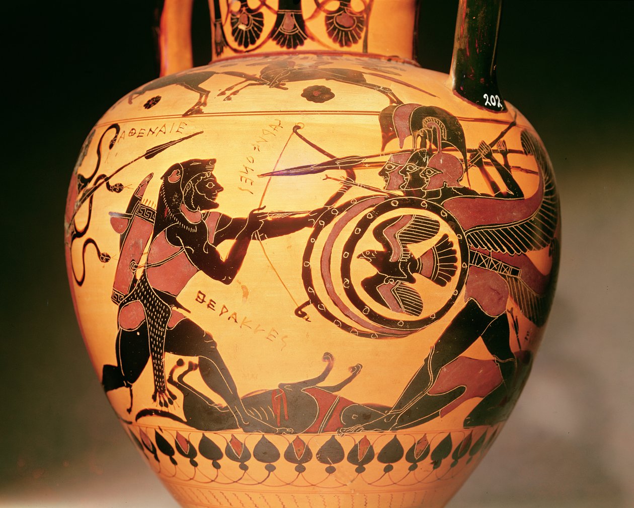 Geryon ile savaşan Herakles (seramik) by Greek