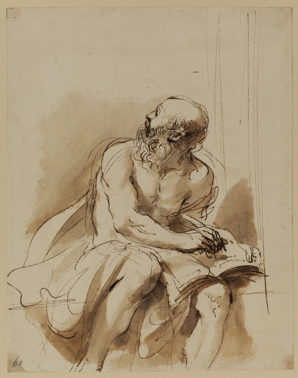 Aziz Jerome'un oturan figürü by Guercino (1591 1666)