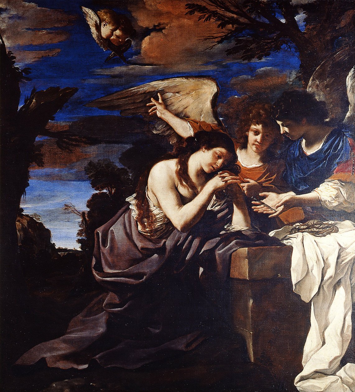 İki Melek ile Tövbe Eden Mecdelli Meryem by Guercino (1591 1666)