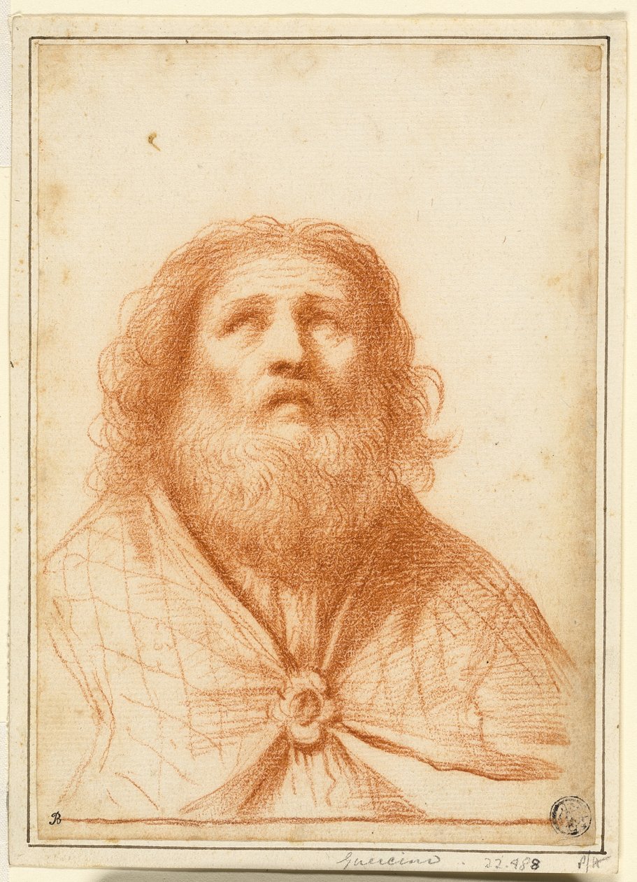 Aziz veya Baş Rahip Büstü by Guercino