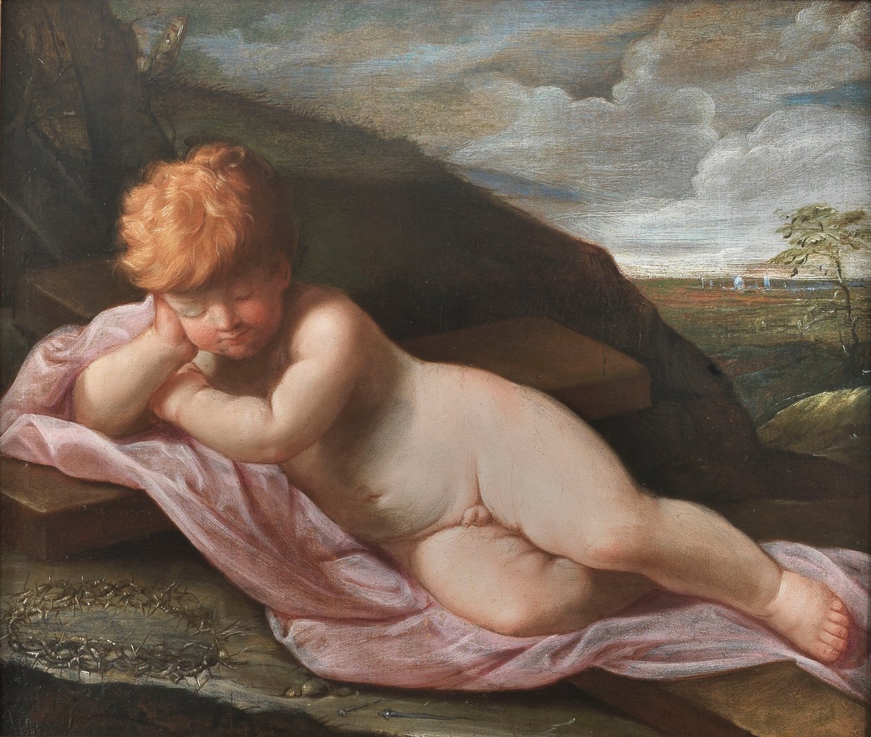 Bebek İsa çarmıhta uyuyor by Guido Reni