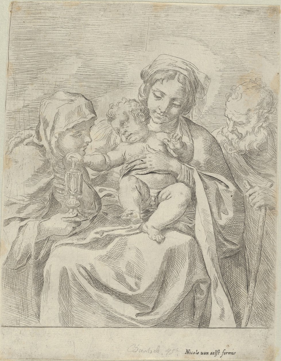 Aziz Clare ile Kutsal Aile, 1590-1600. by Guido Reni