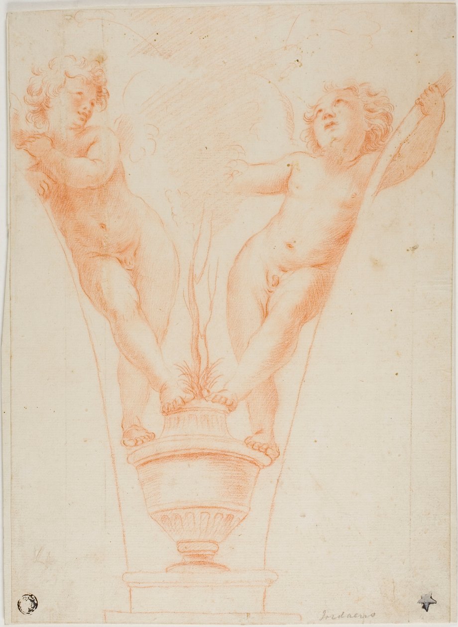 Saksı Bitkili İki Putti by Guido Reni
