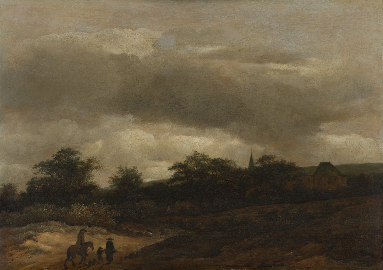 Yol ve kilise ile kumul manzara by Guillam Dubois
