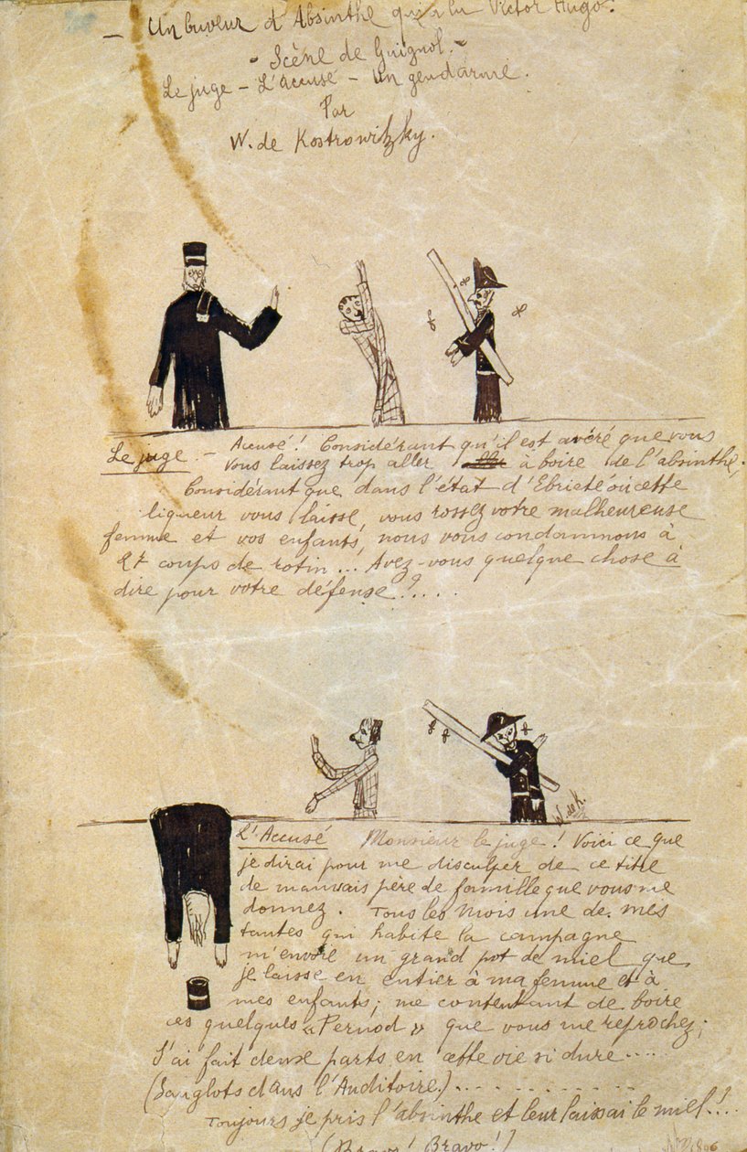 Absinthe Victor Hugo, 1895-1900 dolayları. by Guillaume Apollinaire