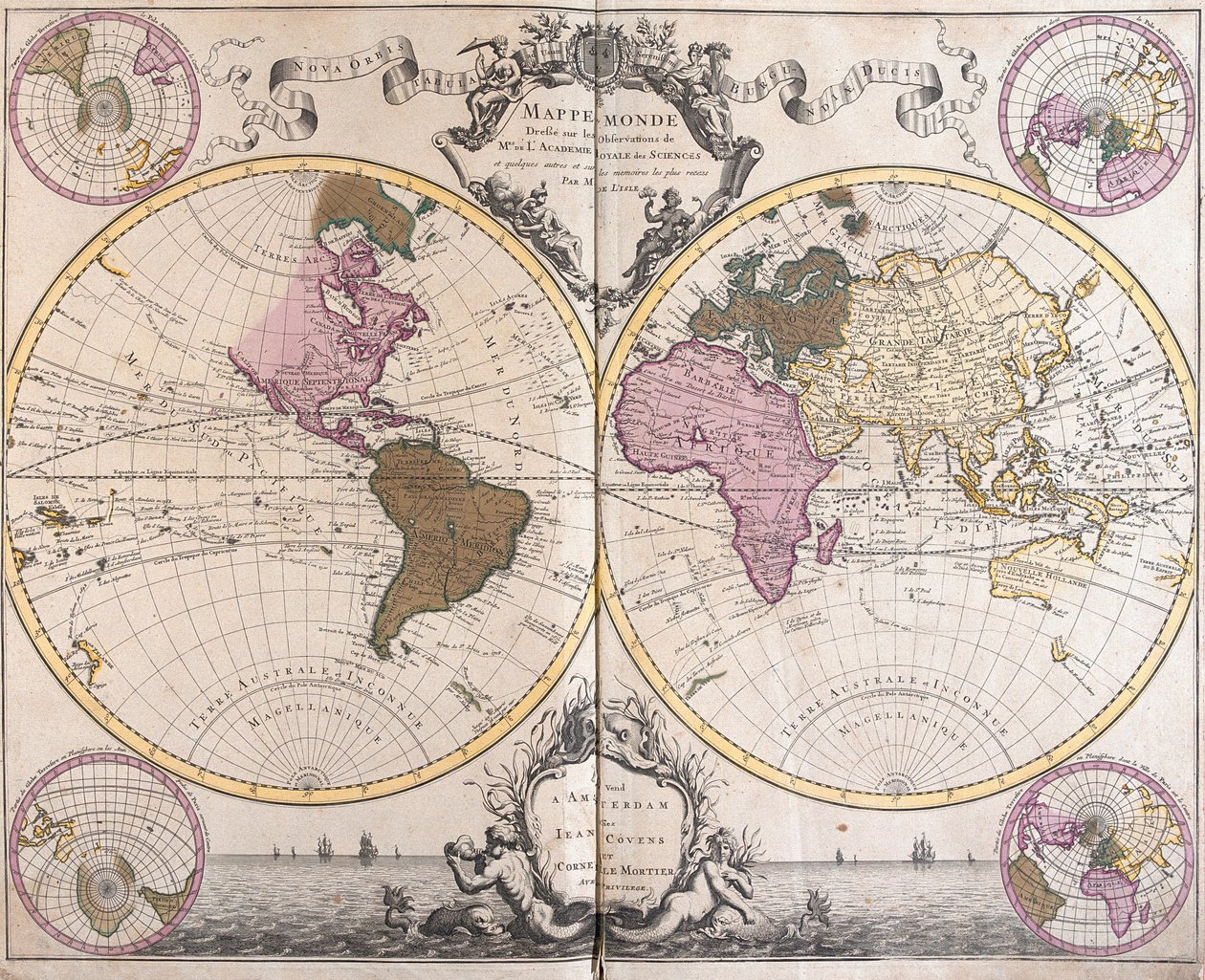 Planisphere World (gravür by Guillaume Delisle