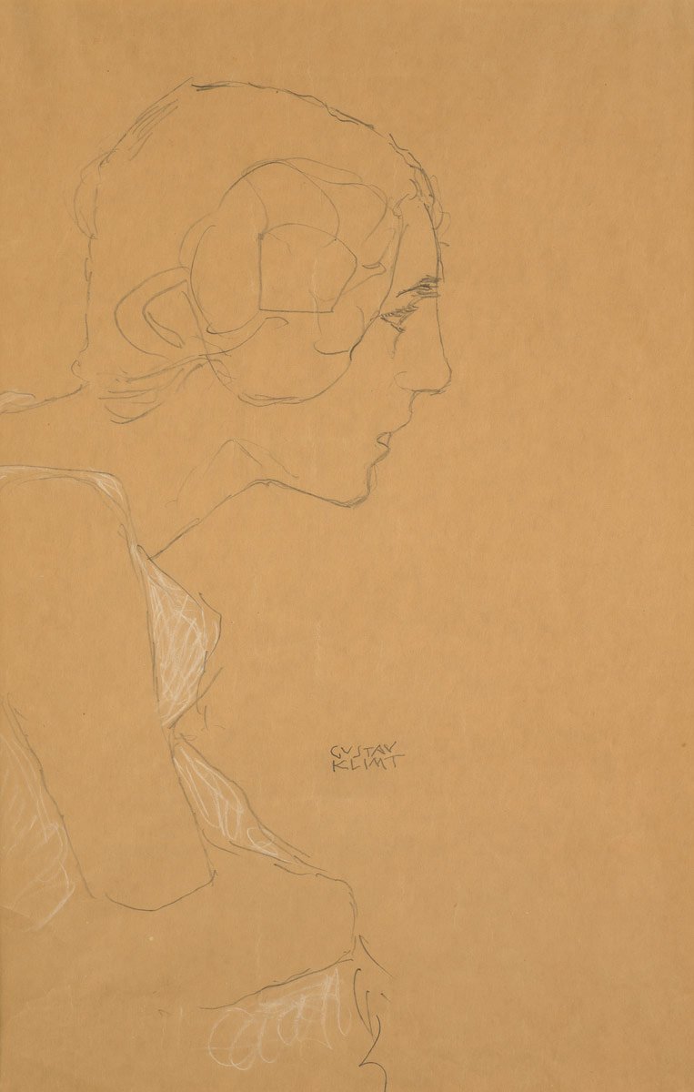 Sağdaki profilde diz by Gustav Klimt