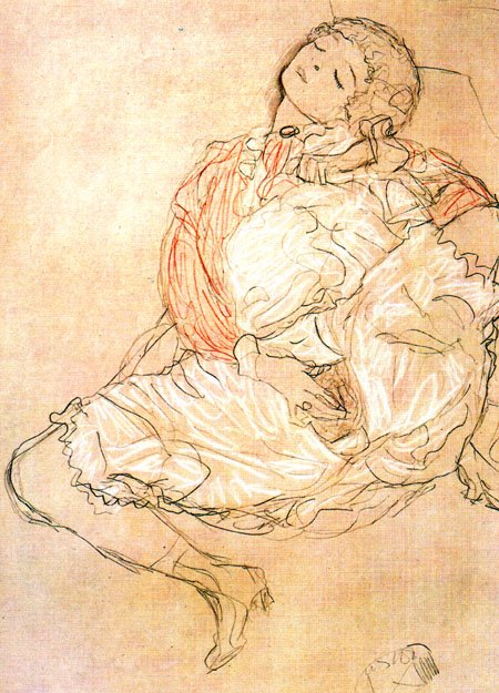 MasturbationnEnglish: Uylukları açık oturan kadınDeutsch: Frau bei der Selbstbefriedigungn by Gustav Klimt
