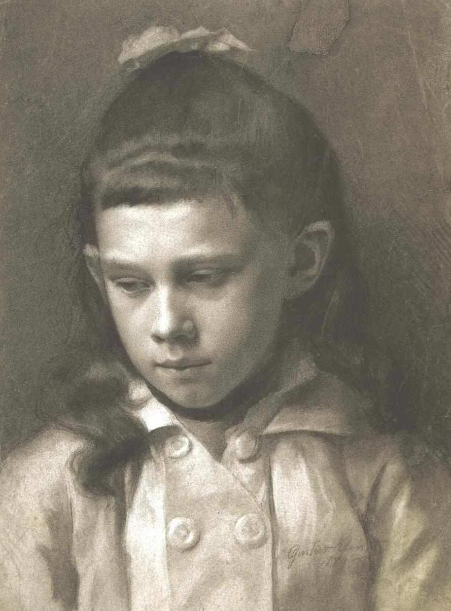 Küçük bir kızın yarım boy portresi by Gustav Klimt