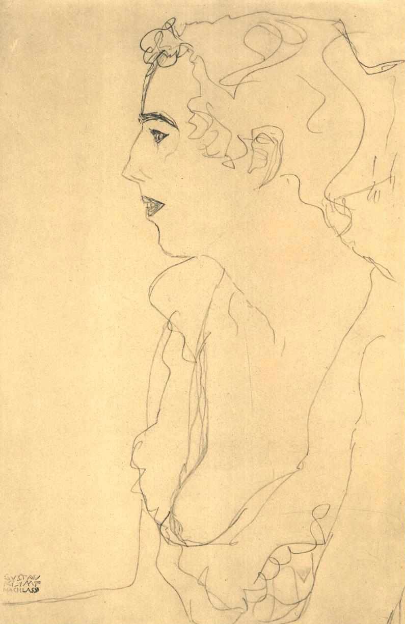 Soldaki profilde yarım uzunlukta portre by Gustav Klimt