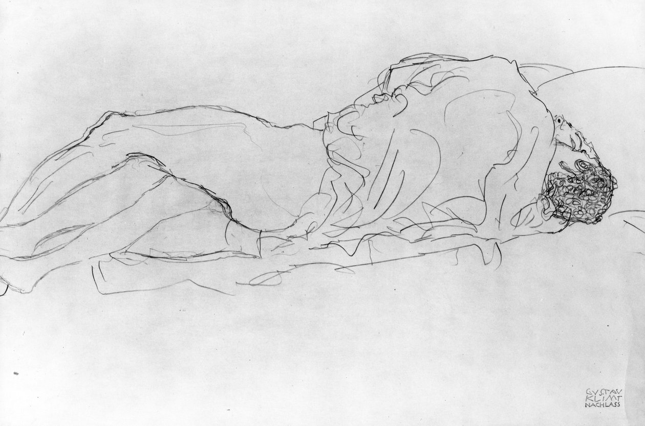 ಕಪಲ್ ಇನ್ ಬೆಡ್, ಸಿ.1915 ಟರ್ಕ್ by Gustav Klimt