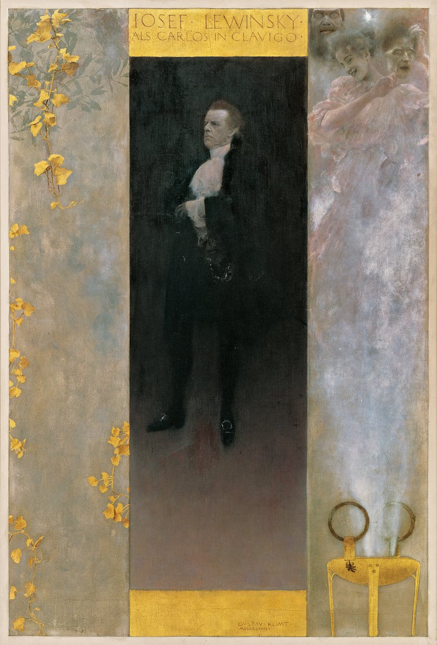 Saray oyuncusu Josef Lewinsky, "Clavigo" da Carlos rolünde by Gustav Klimt